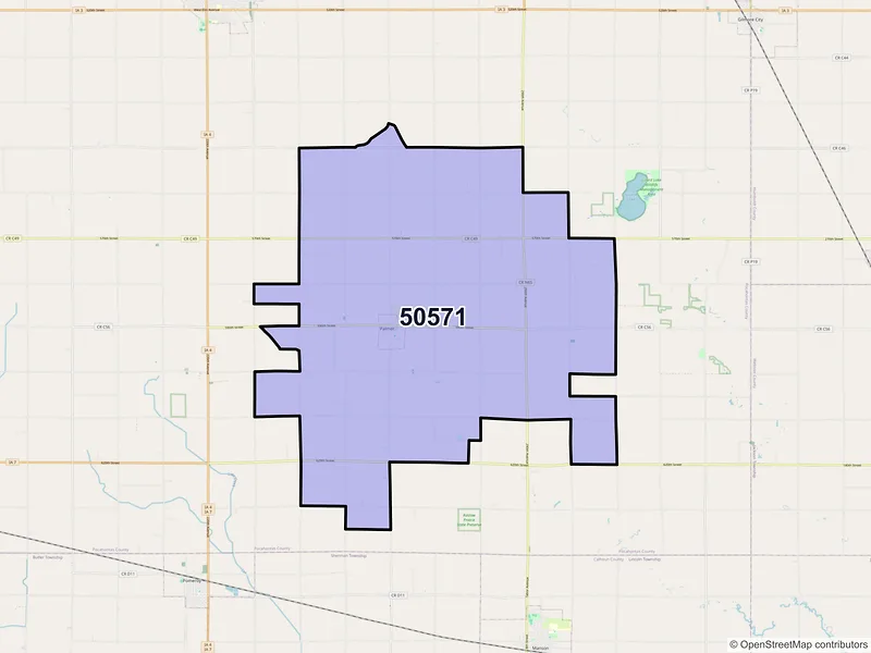 Map of ZIP Code 50571 — Palmer, IA