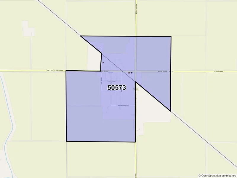 Map of Plover, Iowa and ZIP codes