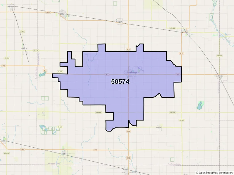 Map of ZIP Code 50574 — Pocahontas, IA