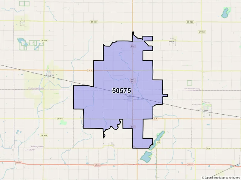 Map of ZIP Code 50575 — Pomeroy, IA