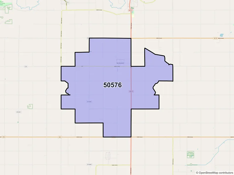 Map of ZIP Code 50576 — Rembrandt, IA