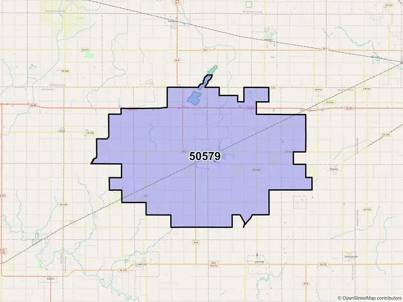 Map of Rockwell City, Iowa and ZIP codes