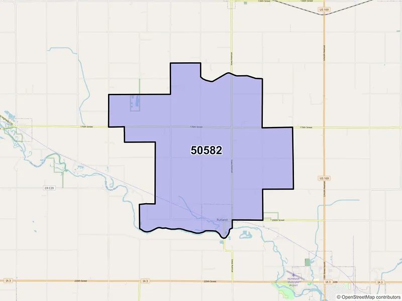 Map of ZIP Code 50582 — Rutland, IA