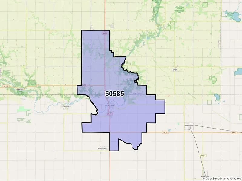 Map of ZIP Code 50585 — Sioux Rapids, IA