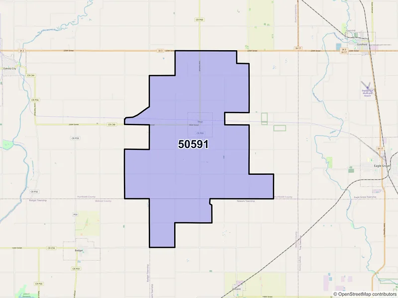 Map of ZIP Code 50591 — Thor, IA