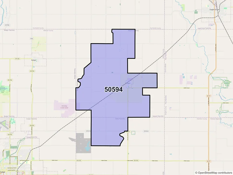 Map of ZIP Code 50594 — Vincent, IA