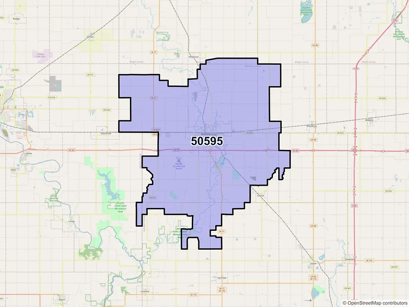 Map of ZIP Code 50595 — Webster City, IA