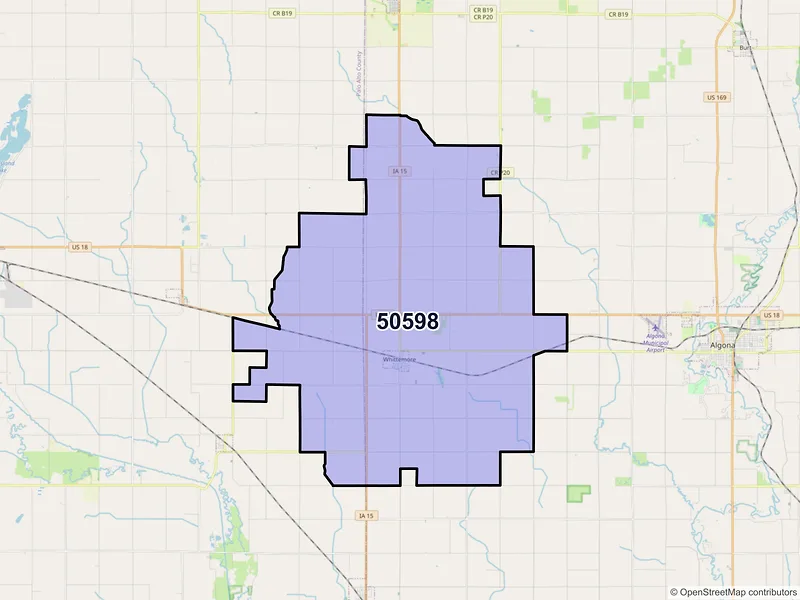 Map of ZIP Code 50598 — Whittemore, IA