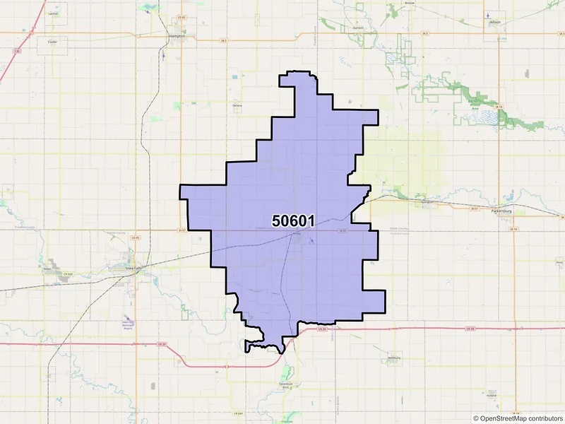 Map of ZIP Code 50601 — Ackley, IA