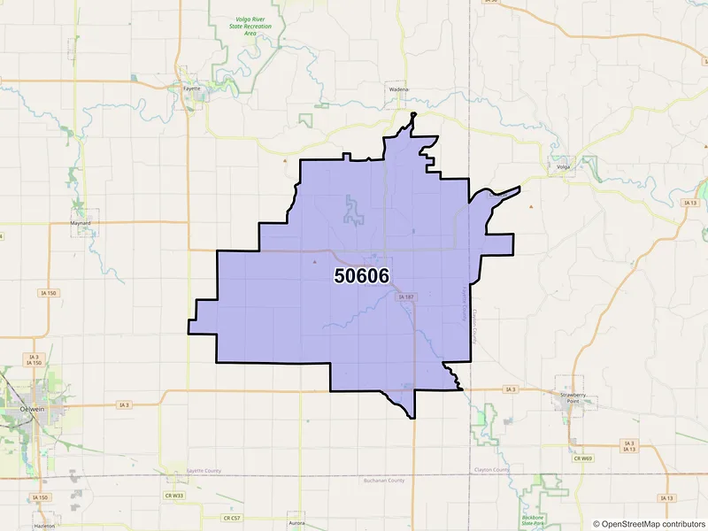 Map of ZIP Code 50606 — Arlington, IA
