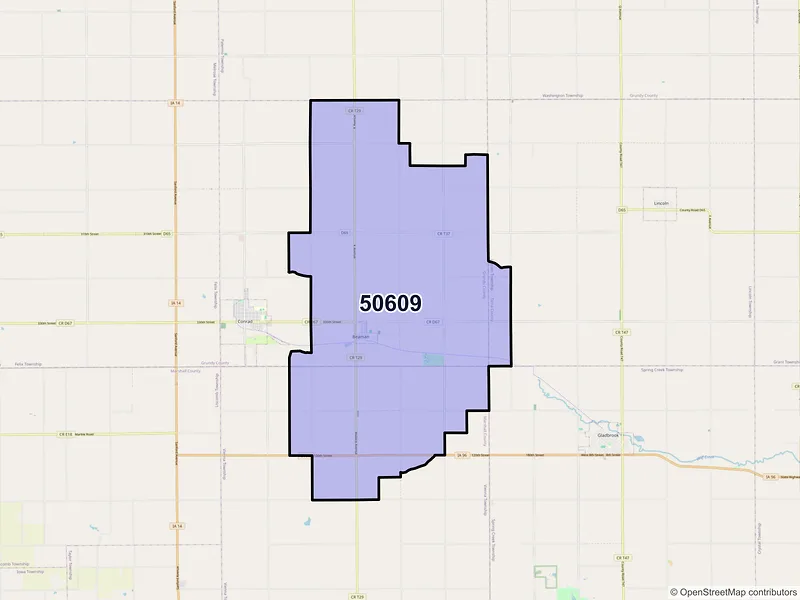 Map of ZIP Code 50609 — Beaman, IA