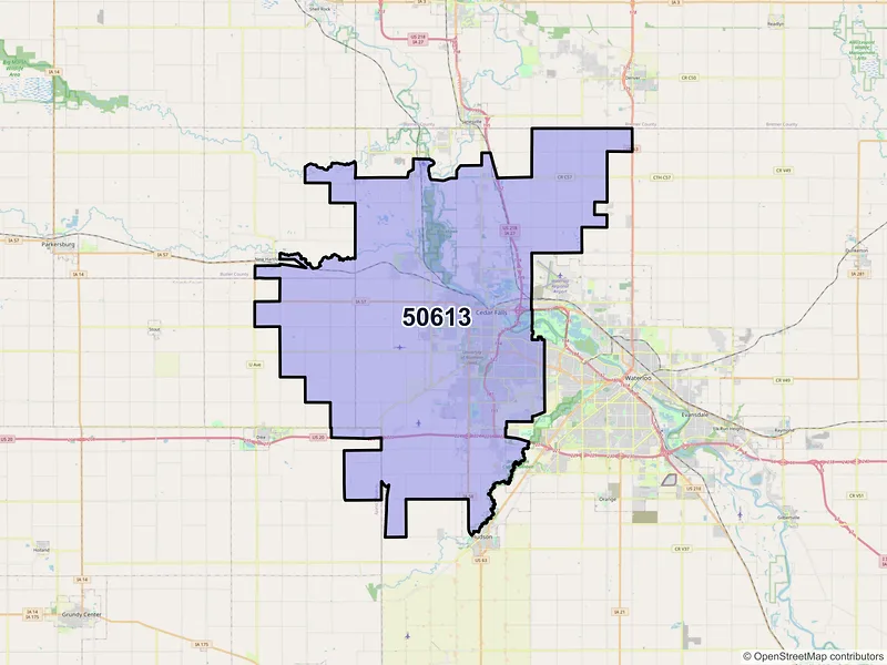 Map of ZIP Code 50613 — Cedar Falls, IA