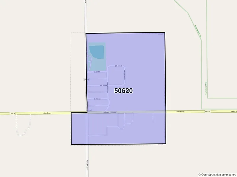 Map of ZIP Code 50620 — Colwell, IA