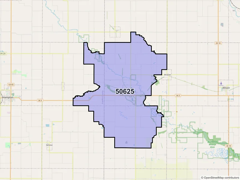 Map of ZIP Code 50625 — Dumont, IA