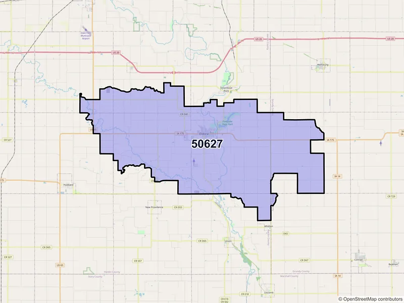 Map of ZIP Code 50627 — Eldora, IA