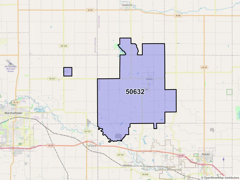 Map of ZIP Code 50632 — Garwin, IA
