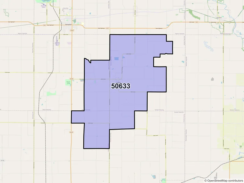 Map of ZIP Code 50633 — Geneva, IA
