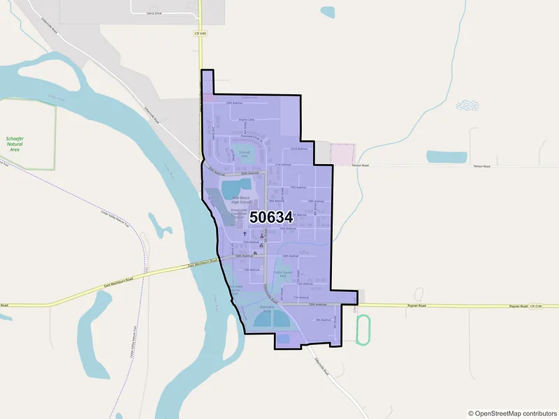 Map of Gilbertville, Iowa and ZIP codes