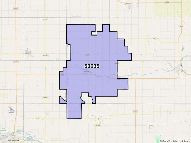 Map of ZIP Code 50635 — Gladbrook, IA