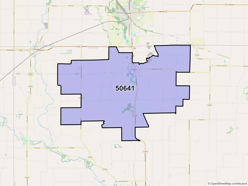 Map of ZIP Code 50641 — Hazleton, IA
