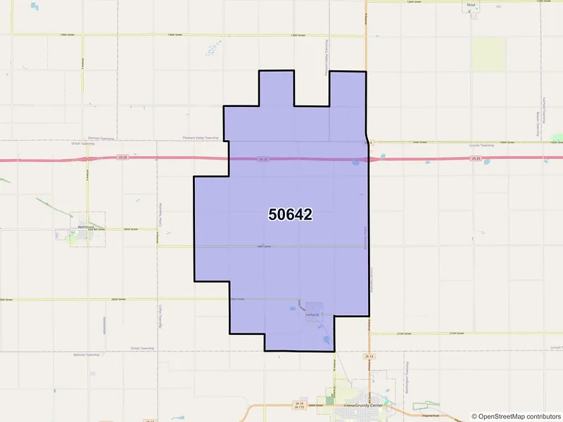 Map of ZIP Code 50642 — Holland, IA