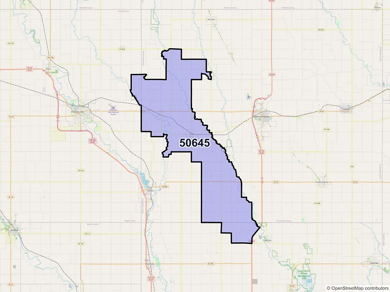 Map of ZIP Code 50645 — Ionia, IA