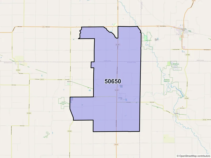 Map of Lamont, Iowa and ZIP codes