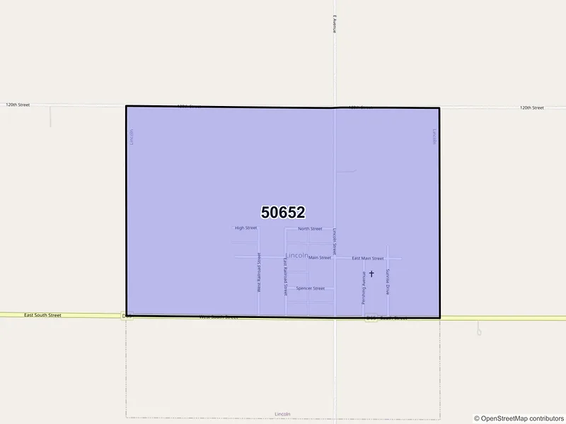Map of Lincoln, Iowa and ZIP codes
