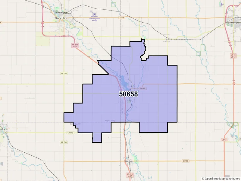 Map of ZIP Code 50658 — Nashua, IA