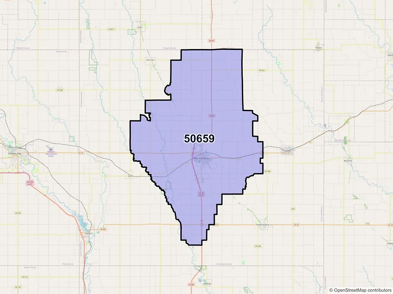 Map of ZIP Code 50659 — New Hampton, IA