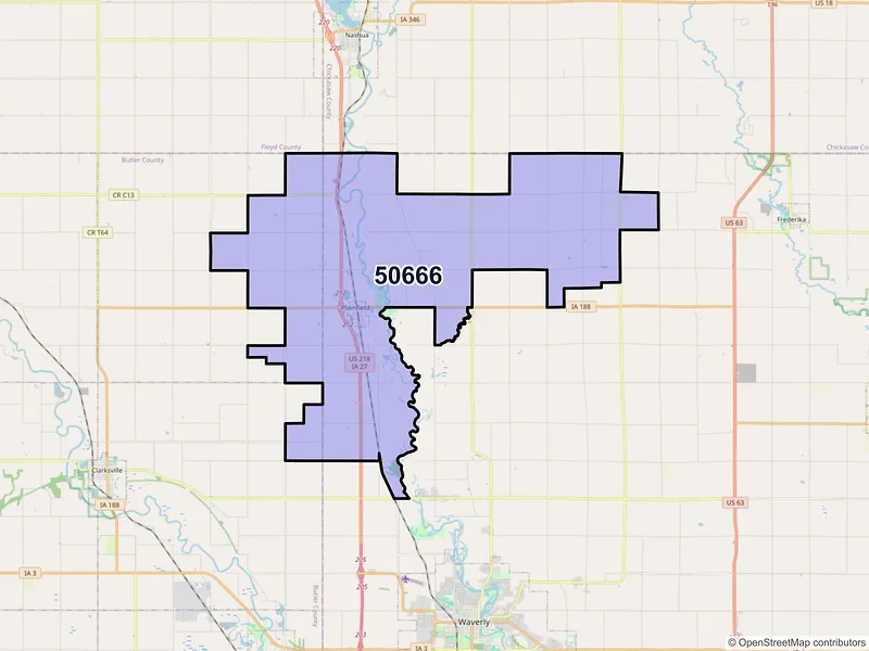 Map of ZIP Code 50666 — Plainfield, IA