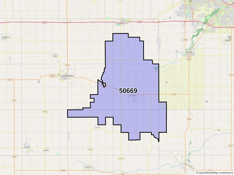 Map of ZIP Code 50669 — Reinbeck, IA