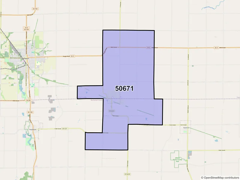 Map of ZIP Code 50671 — Stanley, IA