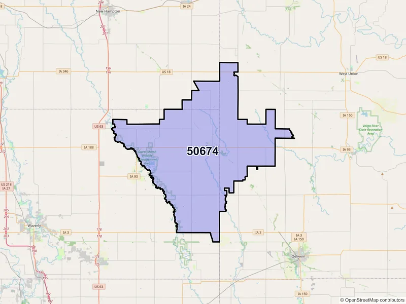 Map of ZIP Code 50674 — Sumner, IA