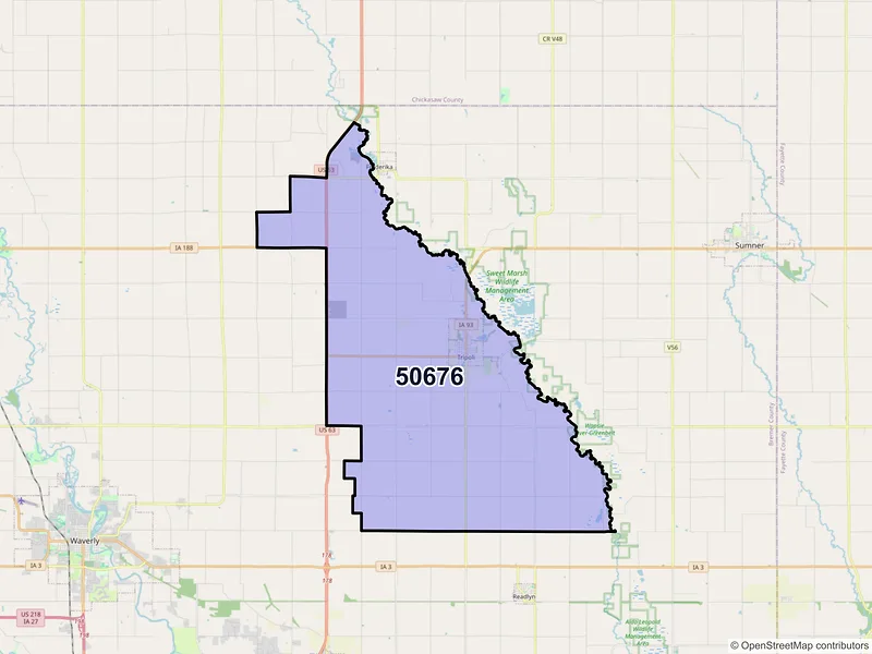 Map of ZIP Code 50676 — Tripoli, IA