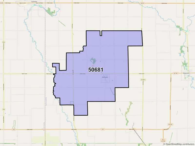 Map of ZIP Code 50681 — Westgate, IA