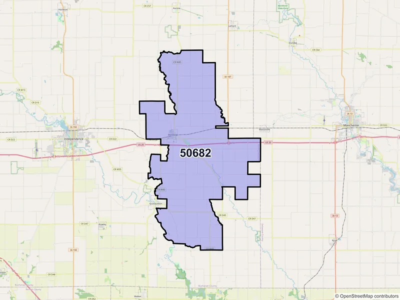 Map of ZIP Code 50682 — Winthrop, IA
