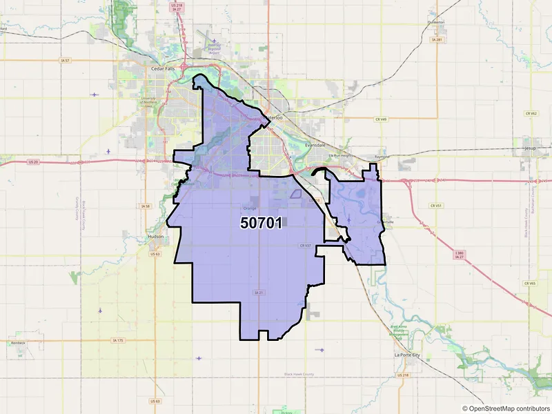 Map of ZIP Code 50701 — Waterloo, IA