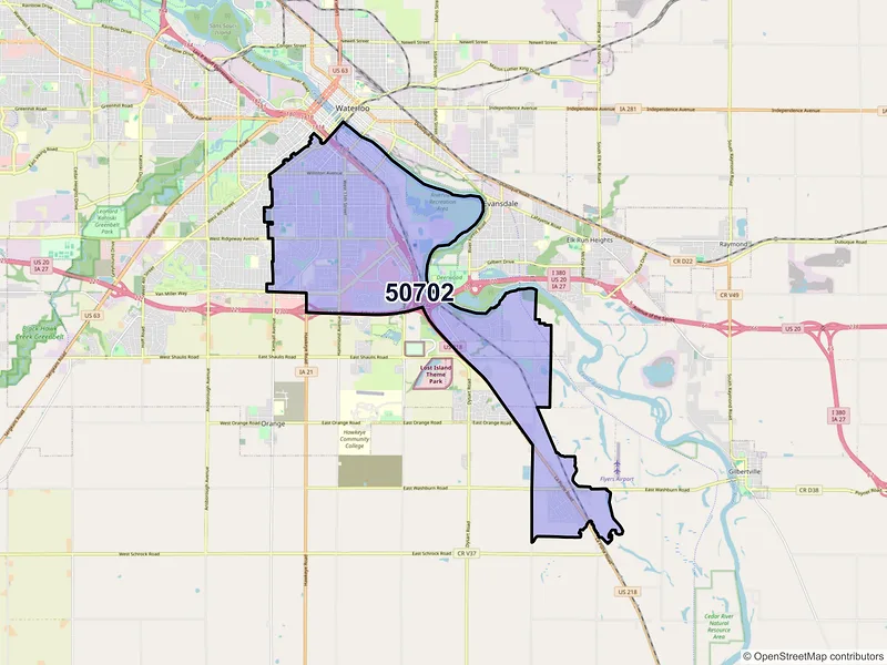 Map of ZIP Code 50702 — Waterloo, IA