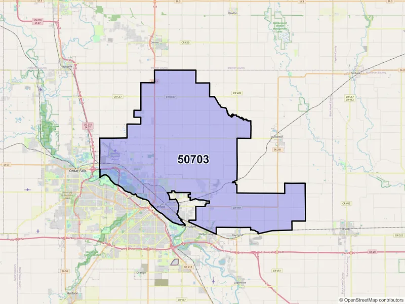 Map of ZIP Code 50703 — Waterloo, IA
