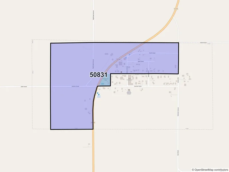 Map of Arispe, Iowa and ZIP codes