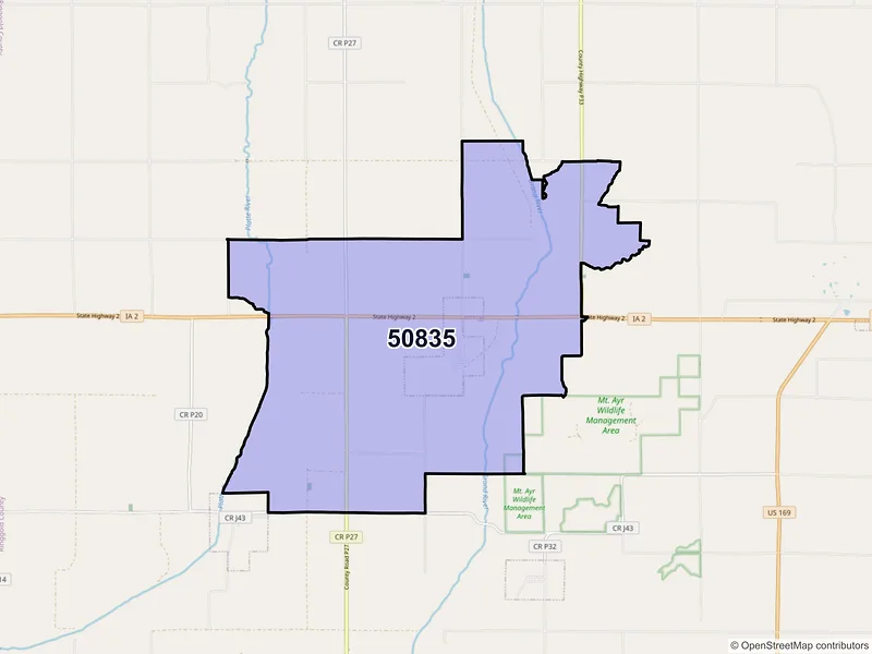 Map of ZIP Code 50835 — Benton, IA