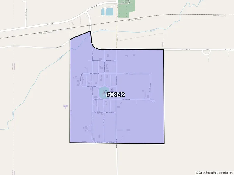 Map of ZIP Code 50842 — Cromwell, IA