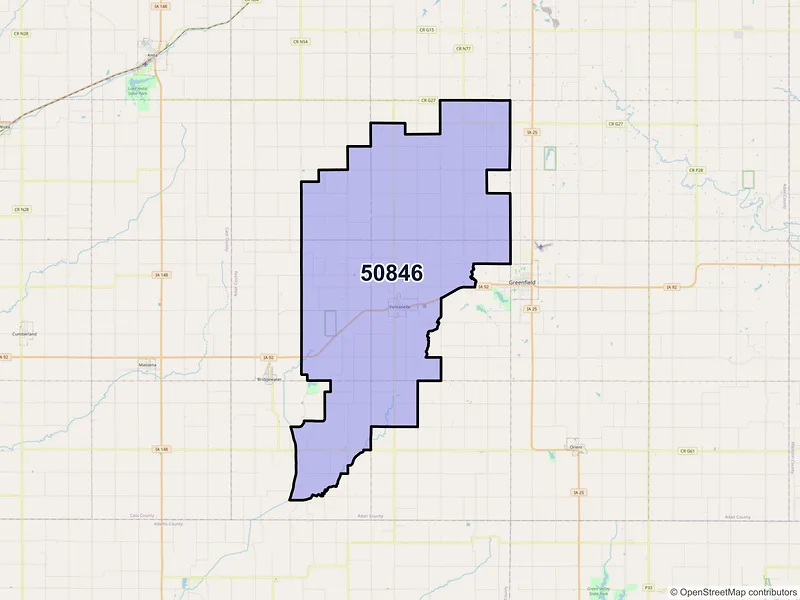 Map of ZIP Code 50846 — Fontanelle, IA