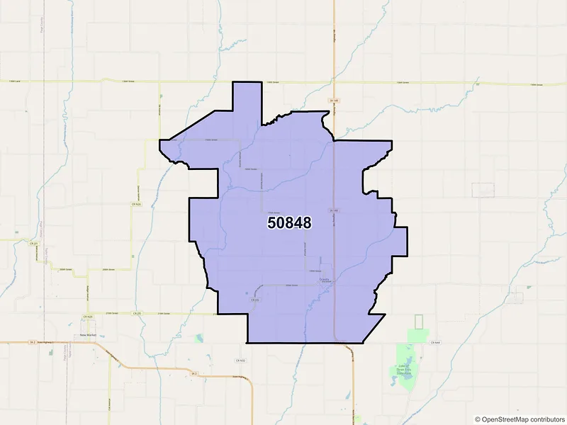 Map of ZIP Code 50848 — Gravity, IA