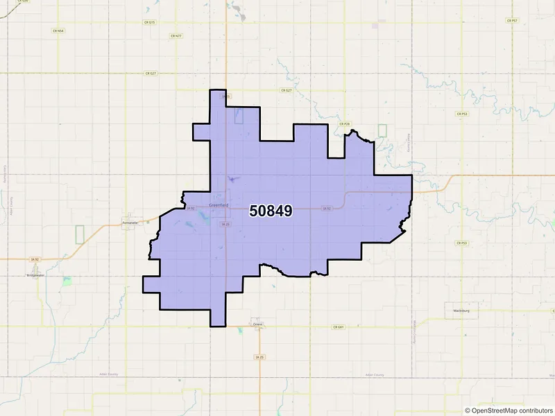 Map of ZIP Code 50849 — Greenfield, IA