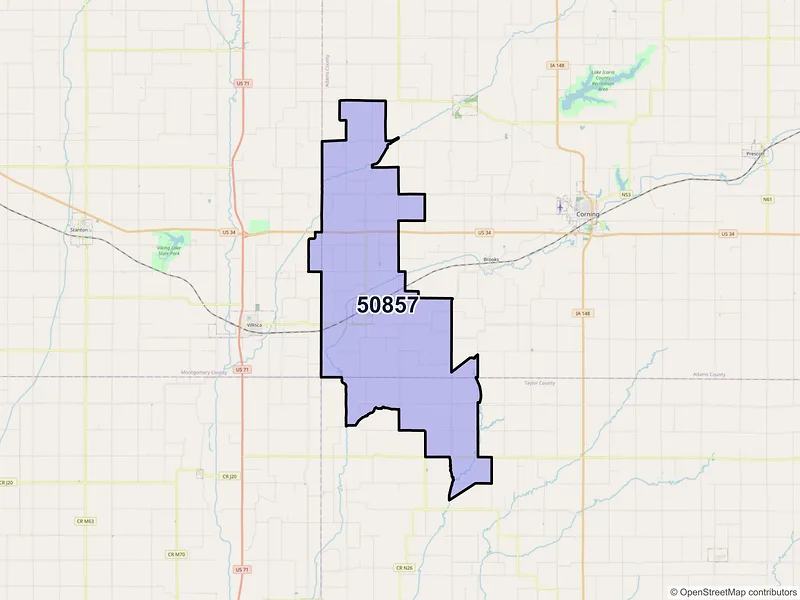 Map of ZIP Code 50857 — Nodaway, IA