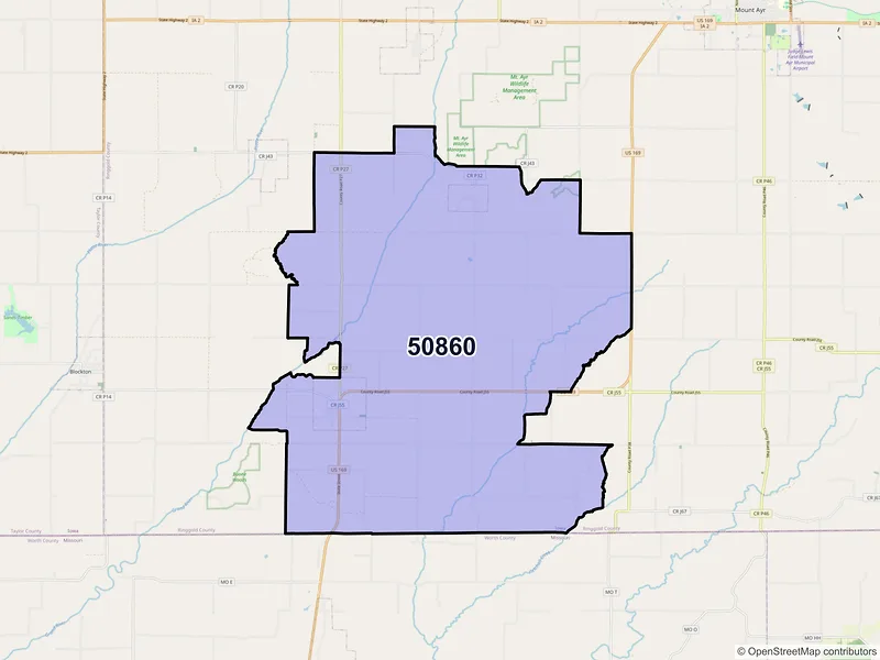 Map of ZIP Code 50860 — Redding, IA