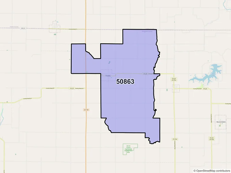 Map of ZIP Code 50863 — Tingley, IA