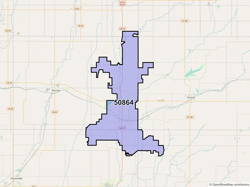 Map of Villisca, Iowa and ZIP codes